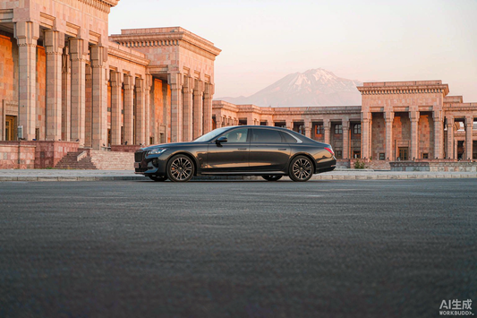 Yerevan private sedan at Republic Square with Mount Ararat