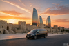 Baku private business van at Old City and Flame Towers