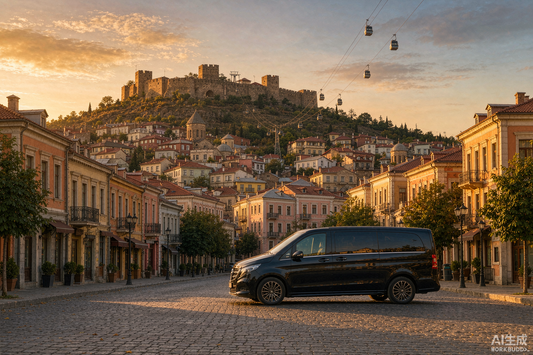 Tbilisi private business van in historic old town