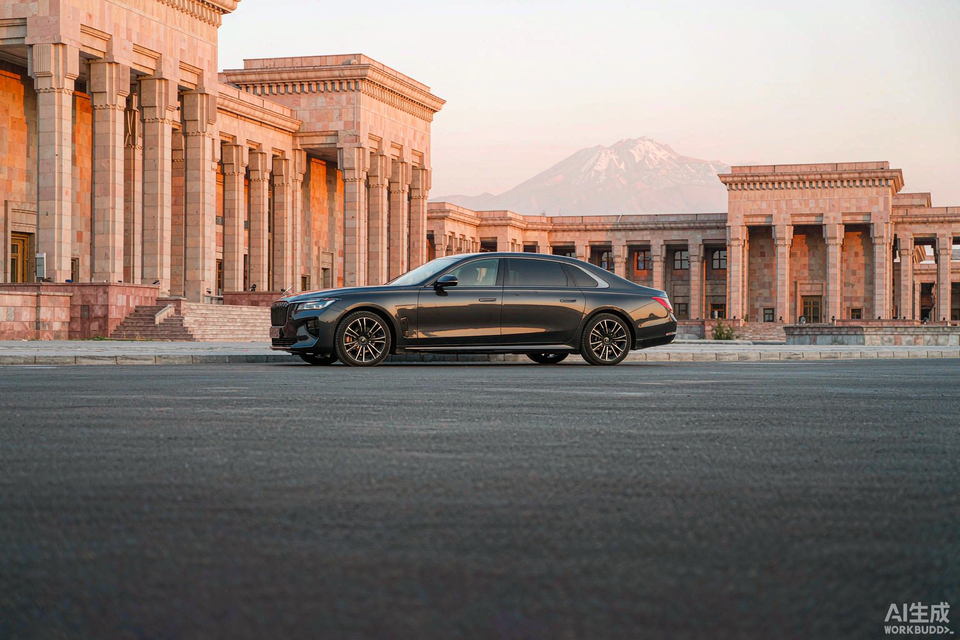 Yerevan private sedan at Republic Square with Mount Ararat