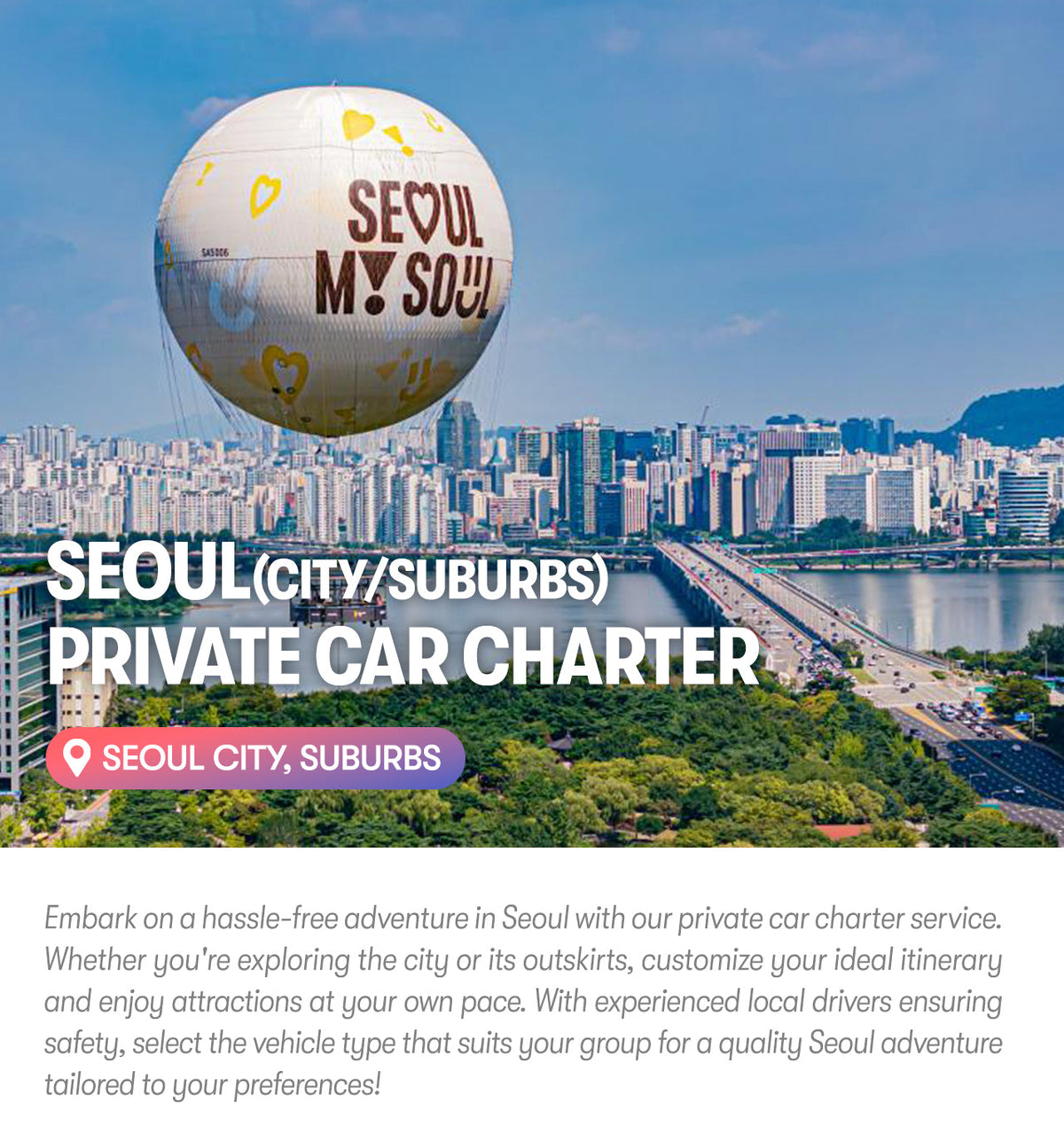 Seoul Private Car Charter to Seoul City - Everland - Nami Island - Alpaca World - Gangchon Rail Park